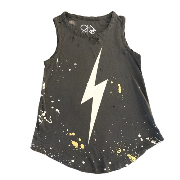 🆕 Chaser Lightning Bolt Distressed Muscle Tank - Picture 3 of 4